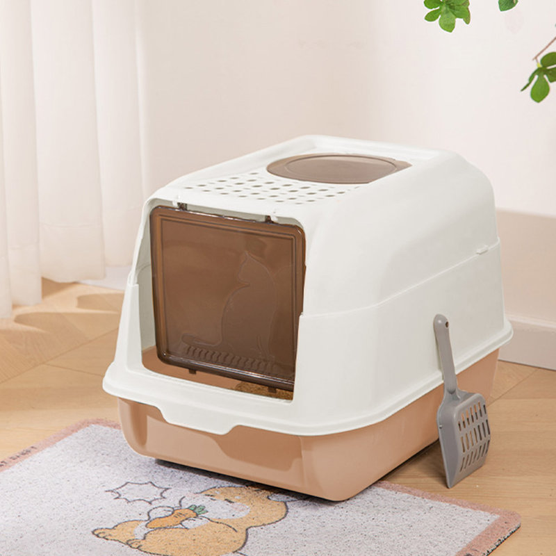 Polyethylene Plastic Enclosed Litter Box with Scoop