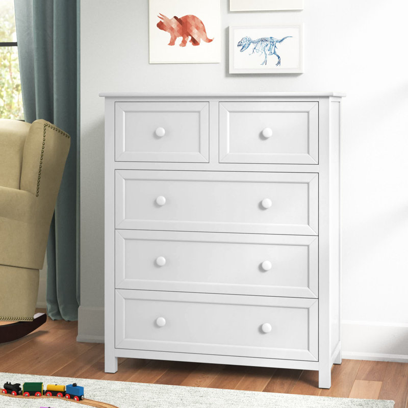 Commode 5 tiroirs Harold, Blanc