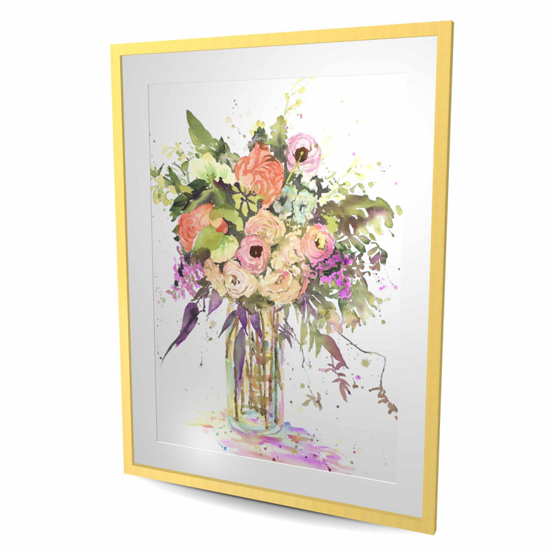 Bouquet romantique - Feuilles vertes encadrées, décor mat