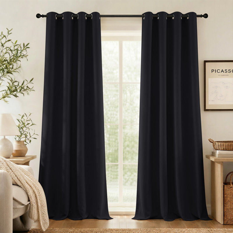 Bedroom Room Darkening Curtains Triple Weave Microfiber Grommet Top Thermal Insulated Solid Room Darkening Panels/Drapes for Living Room