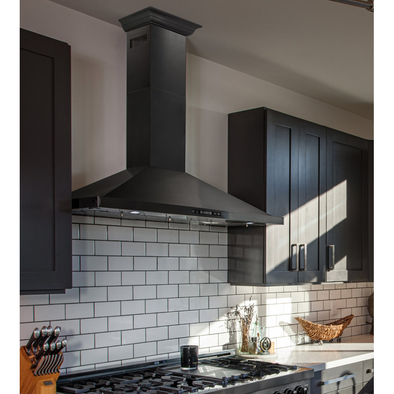 30" 400 CFM Convertible Wall Mount Range Hood, 42" W, Black Stainless Steel