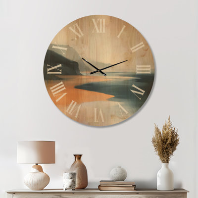 Amber Tide Cliff - Horloge murale surdimensionnée en bois de style côtier