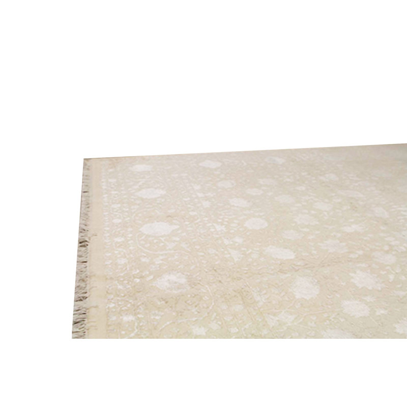 Hand-Knotted High-Quality Cream and Cream Area Rug