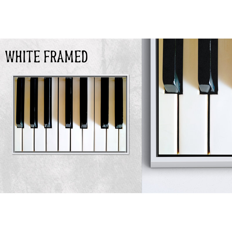 «Elegant Black and White Music Canvas», impression d'art mural Keys, 1P WhiteFramedCanves, 39,4 po H x 63,1 po l
