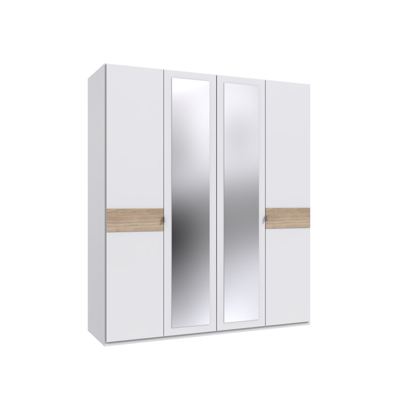 Nadilynn 4 Door Manufactured Wood Wardrobe, White/Brown