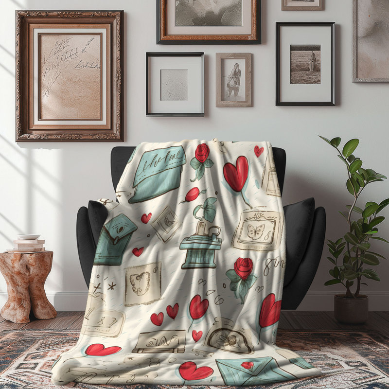 Heart Heart - couverture sherpa de qualité supérieure 1 pièce, L 60 po x L 80 po