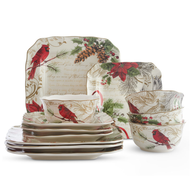 Ensemble de vaisselle en porcelaine rouge Holiday Service