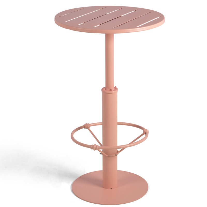 Sory Round Metal Outdoor Bar Table , 23.62'' in. W 23.62'' in. D, Pink