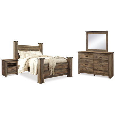 Trinell  Poster Bed, Dresser, Mirror and Nightstand
