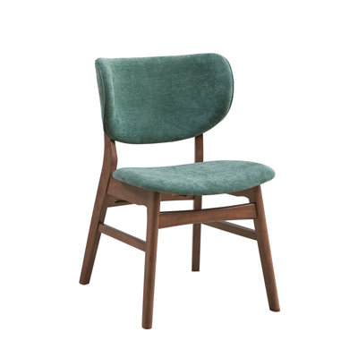 Bevis Upholstered Side Chair in Blue and Walnut (Set of 2) by George Oliver