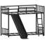 Lit superposé avec glissade et structure en métal noir, peu encombrant pour les chambres compactes, garde-corps sécuritaire, temps d'assemblage en couleur, espaces idéaux, lit supérieur, simple