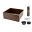 25" Hammered Copper Kitchen Apron Single Basin Sink with Matching Drain and Accessorie