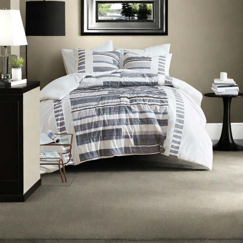 Ensemble de literie chic en coton, housse de couette grand avec garnitures modernes pour la maison