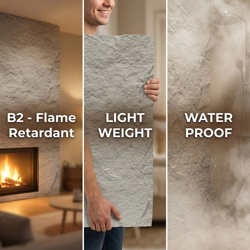 3D Faux Stone Decorative Wall Panels, Light Gray