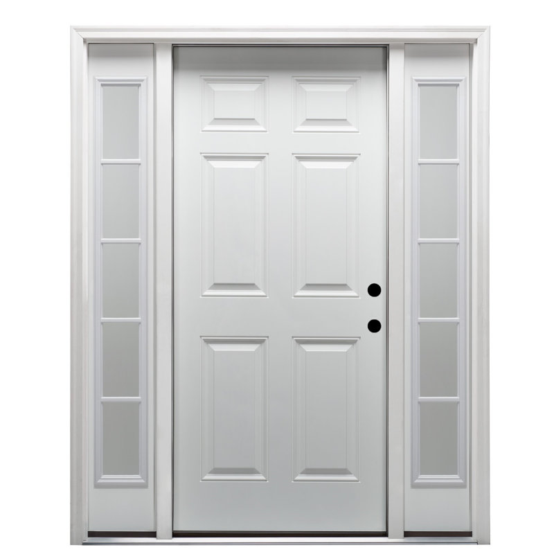 Primed Composite Exterior Door with Clear Glass Sidelites
