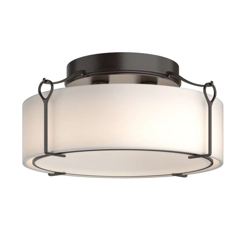 Bow 4 - Light Semi Flush Mount, Opal White, Oil Rubbed Bronze