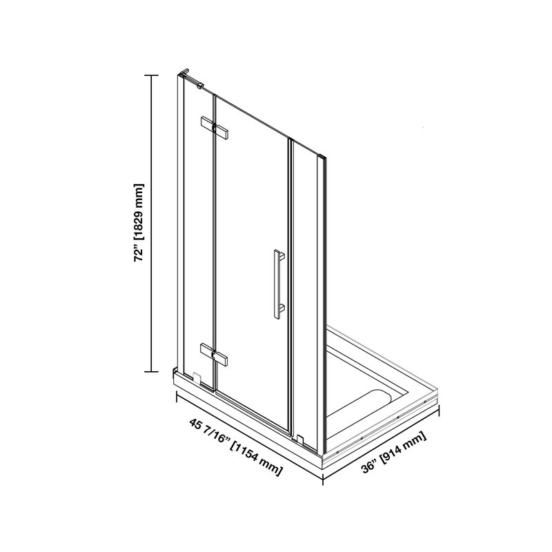 OVE Decors Pasadena 48 In. W X 36 In. D X 74 3/4 In. H Alcove Frameless Pivot Shower Door Kit With Base Pan, 2025, Black