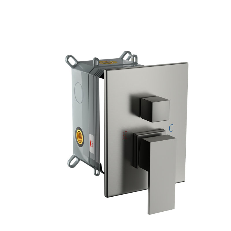 Dual Shower Head - 12 Inch Wall Mounted Square Shower System With Rough-In Valve, Brushed Nickel