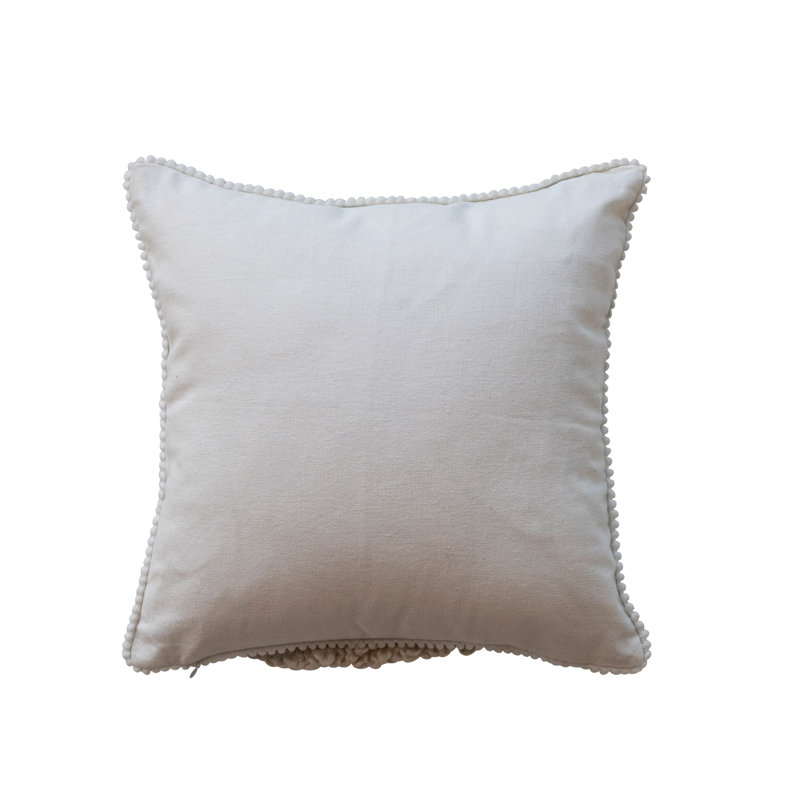 Square Multicolor Cotton Blend Embroidered Christmas Throw Pillow