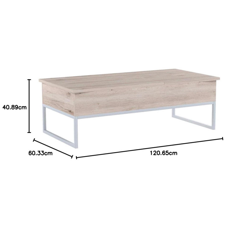 Pranshu Brown Stained Wood and Steel Lift-Top Coffee Table