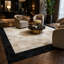 Tapis noir en cuir de vache fabriqué à la main-946707386