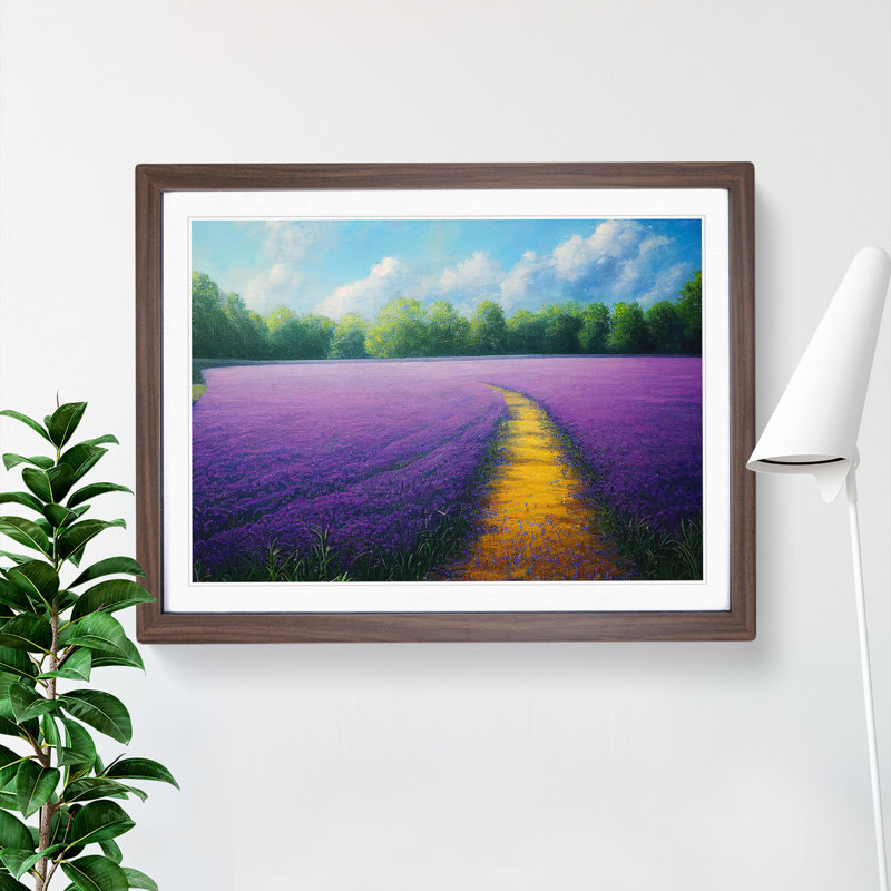 Luminous Bluebell Field 1 Piece Single Picture Frame Wall Art, 46cm H x 64cm W x 2cm D, Walnut