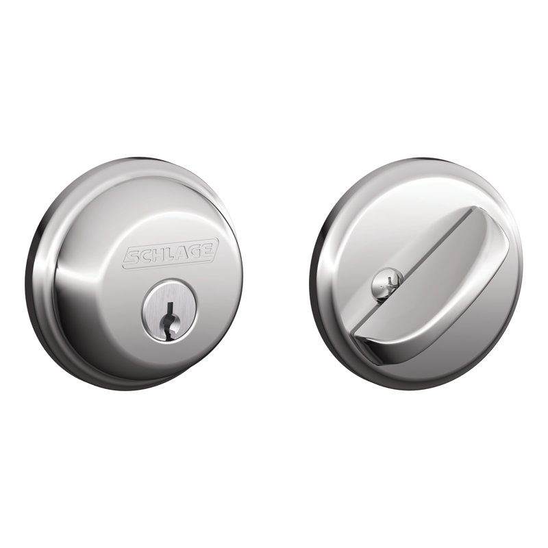 Single Cylinder Deadbolt, Bright Chrome, Keyed Alike, Yes