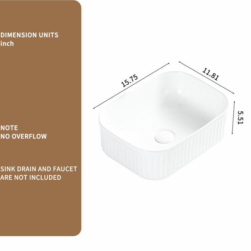 Lavabo de salle de bain rectangulaire au-dessus du comptoir American Design