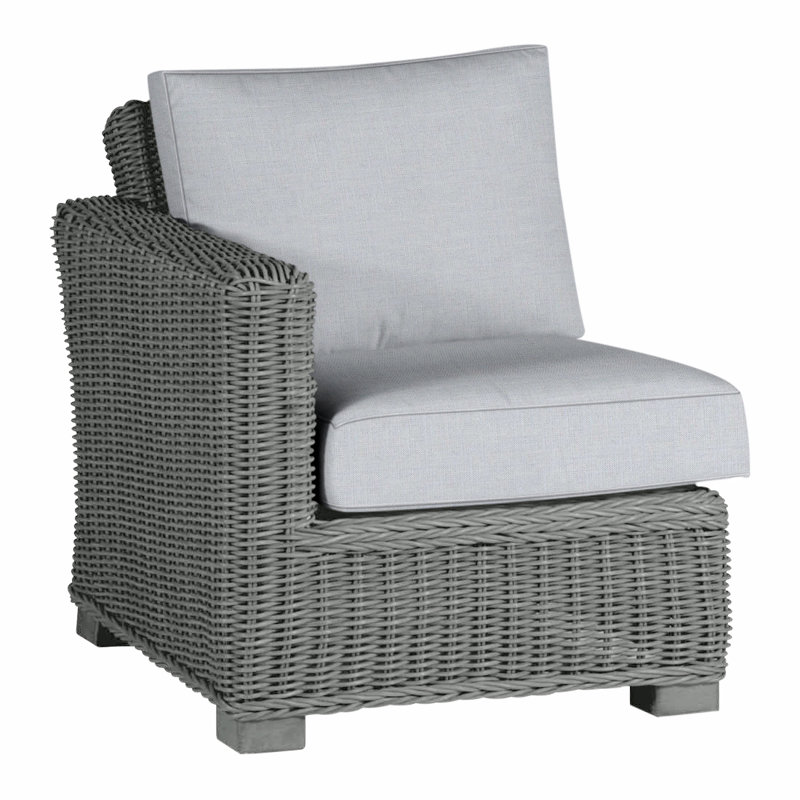 Rustic Woven Sectional Left, Linen Chambray, Slate Gray, Welt