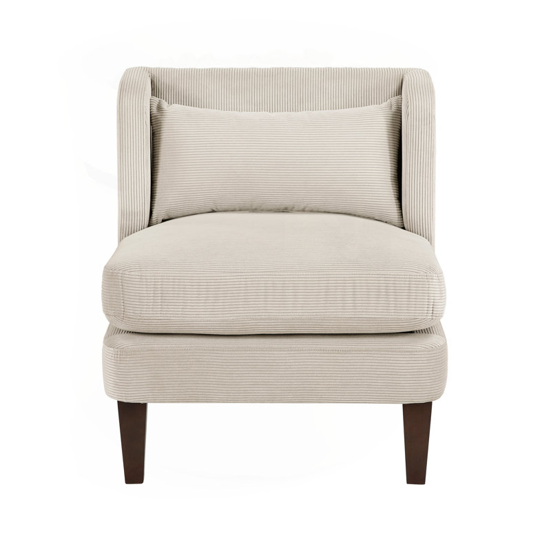 Elodie 27.5" Mid-Century Modern Armless Accent Chair, Taupe Velvet