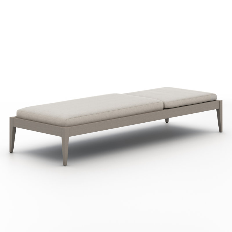 Sherwood Outdoor Teak Chaise Lounge, Faye Sand, Weathered Gray/Gray