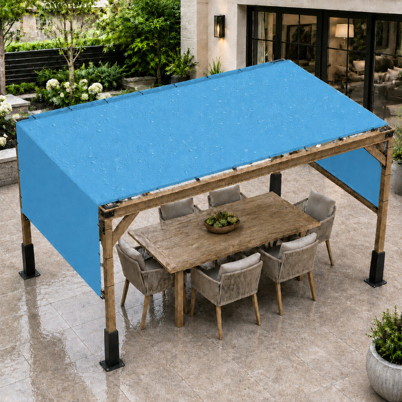 Abat-jour de pergola imperméable Colourtree avec tiges et œillets lestés en acier inoxydable, 8 pi x 10 pi, Bleu