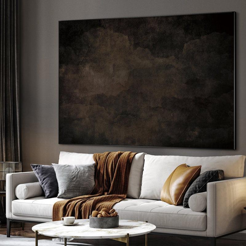 Très grand art mural imprimé sur tissu - ciel nuageux foncé, atmosphère dramatique, décoration moderne pour le salon ou la chambre à coucher - «Assemblage requis du cadre (cadre non fini)»