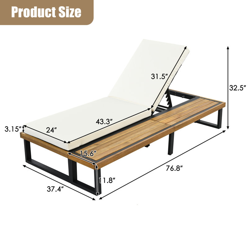 Ensemble de 2 fauteuils d'extérieur inclinables avec 5 dossiers et coussins réglables , Beige
