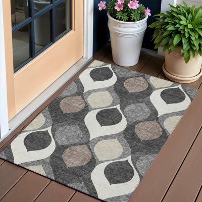 Tapis intérieur lavable beige et taupe 3 pi x 5 pi Ogee