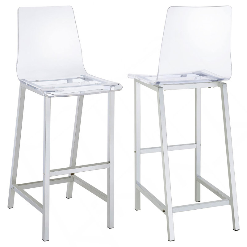 Ensemble de 2 tabourets de bar transparents et chromés