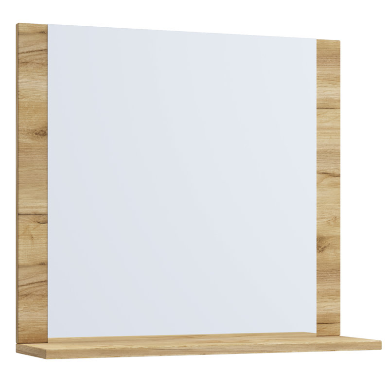 Elverda Flat Mirror with Shelves, 55cm H x 80cm W, Brown
