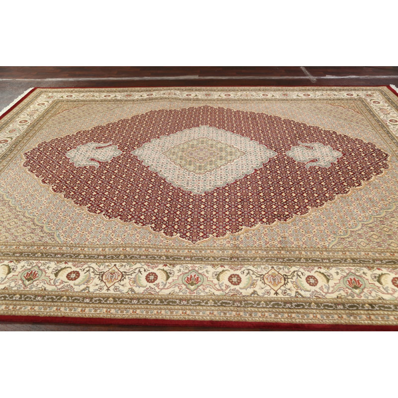Tapis persan à motif végétal Tabriz Mahi noué à la main 9 x 12