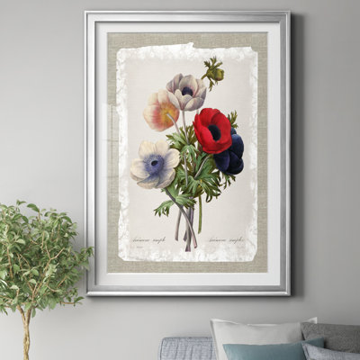 Botanical Bouquet Anemone - Reproduction d'art graphique sur papier encadré