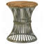 Table d'appoint ronde naturelle et bleue patinée