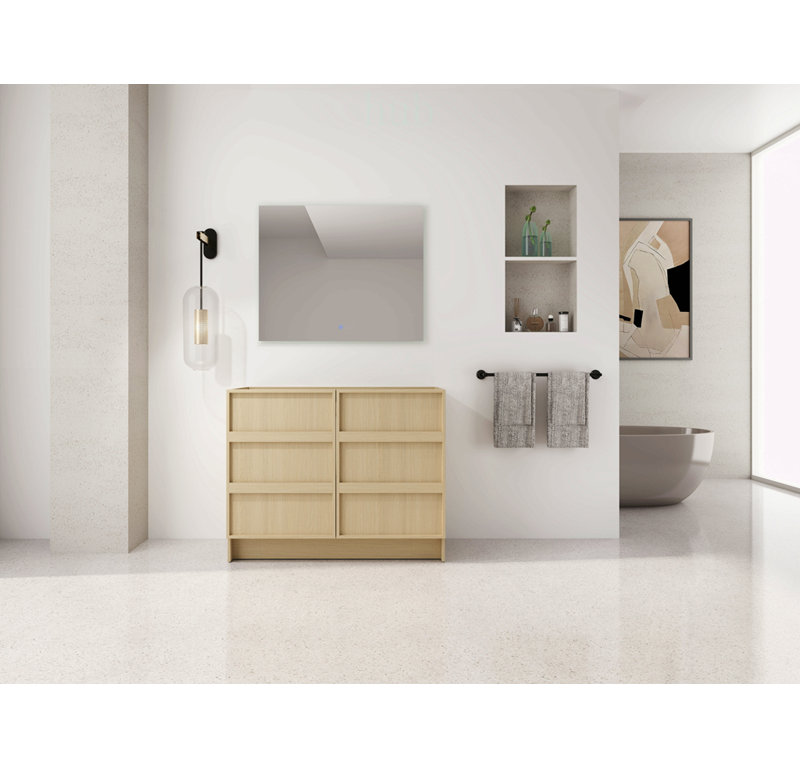 Meuble-lavabo autoportant de 42 pouces avec 2 portes d'armoire à fermeture en douceur, grand espace de rangement pour salles de bain modernes
