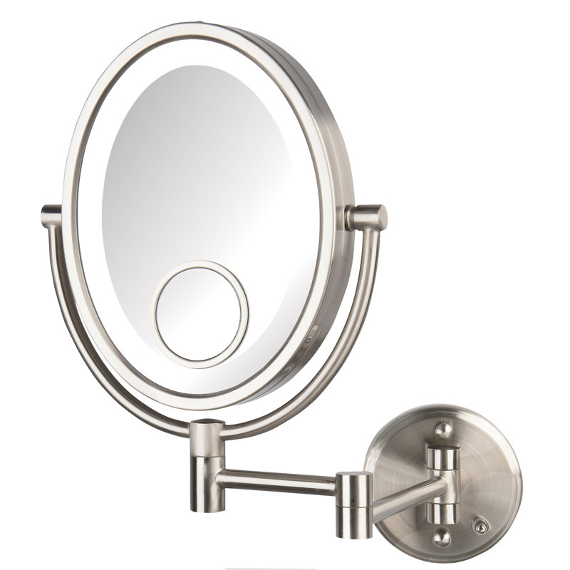 Ayerim 8" x 10" Lighted Wall Mount Magnified Makeup Mirror, Direct Wire