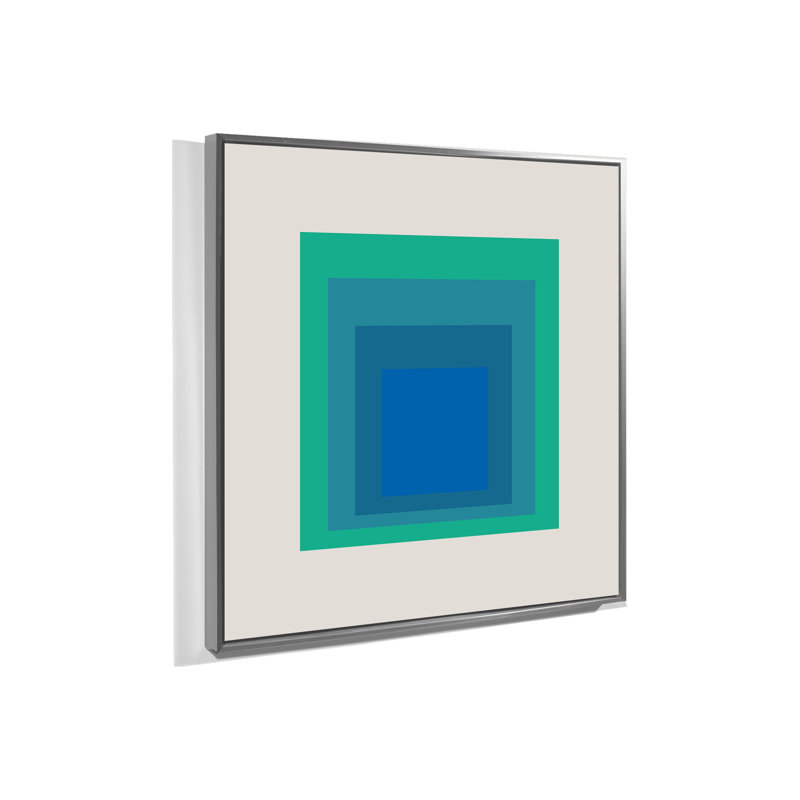 Square Series Blue Print, Silver Floater Framed, 51" H x 51" W