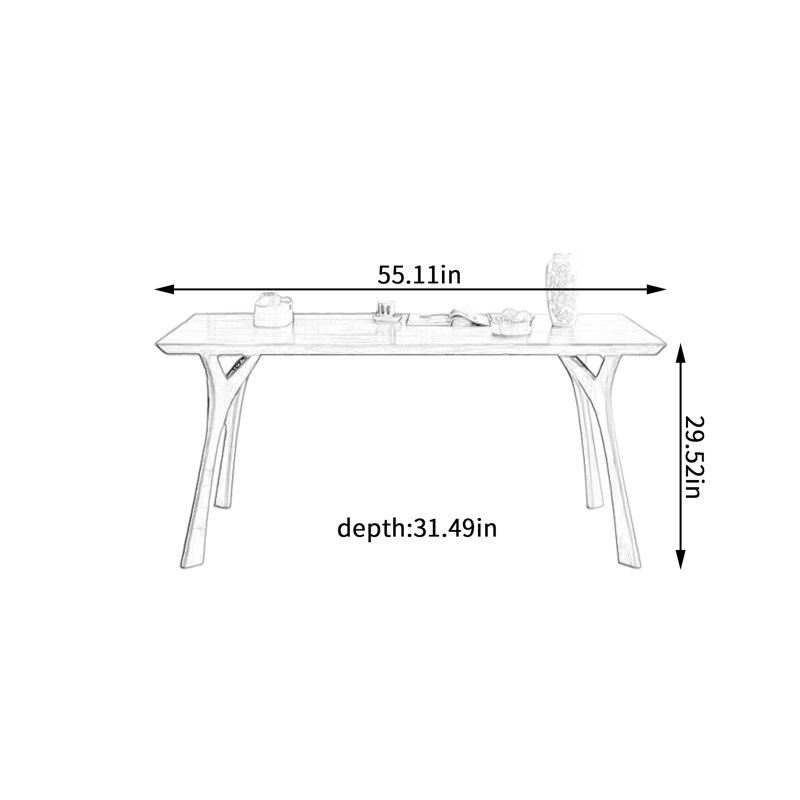 Excellent Walnut Wood Solid Multi-functional Desk, 29.52" H x 55.11" W x 31.49" D