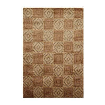 Tapis brun en laine de conception unique 4 pi x 6 pi Rubben