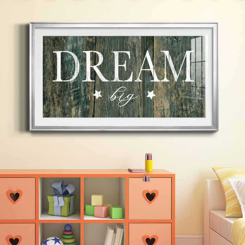 «Dream Big» - reproduction d'art encadrée de qualité supérieure - prête à être accrochée, H 14,5 po x l 26,5 po x P 1,5 po