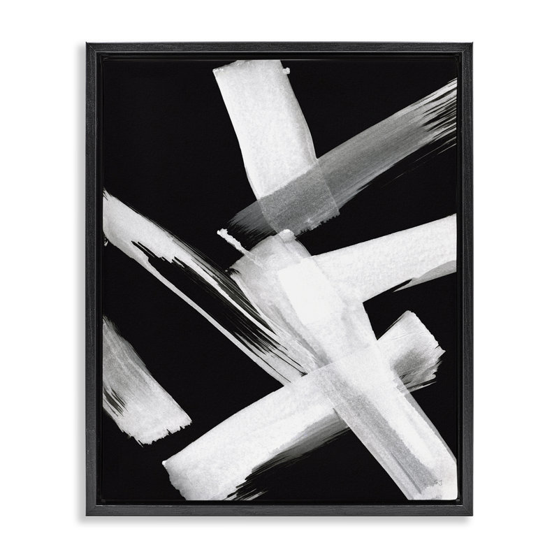Coups de pinceau sur toile flottante encadrée par Susan Jill, Cadre flottant noir de jais, H 21 po x l 17 po