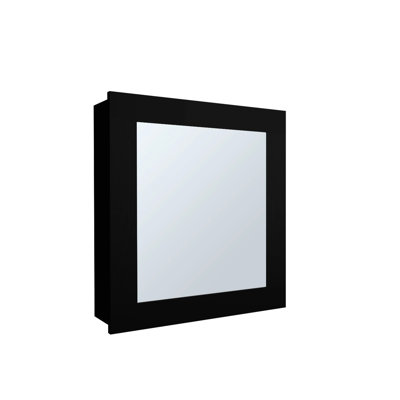 Armoire à pharmacie noire avec 2 tablettes - Miroir de salle de bain mural, moderne, panneau de particules, tablettes modernes de 18,6 po x 5,7 po, 20,5 po