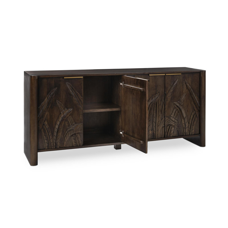 Ledro Wood 4Dr Buffet White Wash, Brown