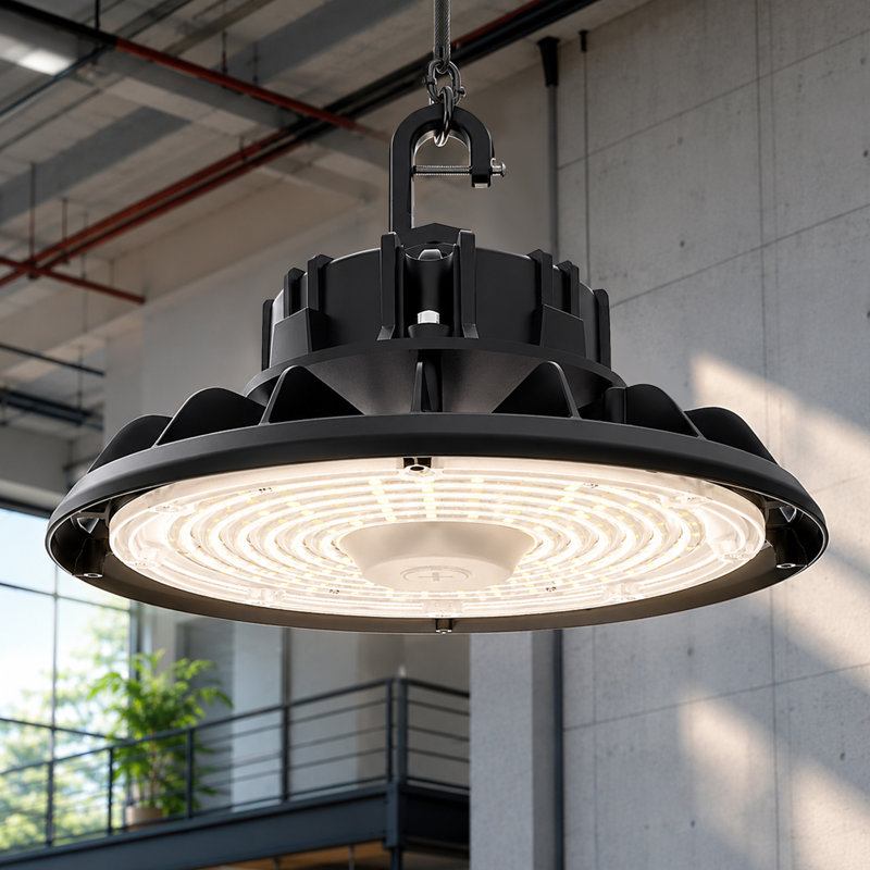 1 luminaire industriel DEL UFO 2CCT à intensité variable 300 W/240 W/200 W avec crochet ouvert noir (paquet de 1)